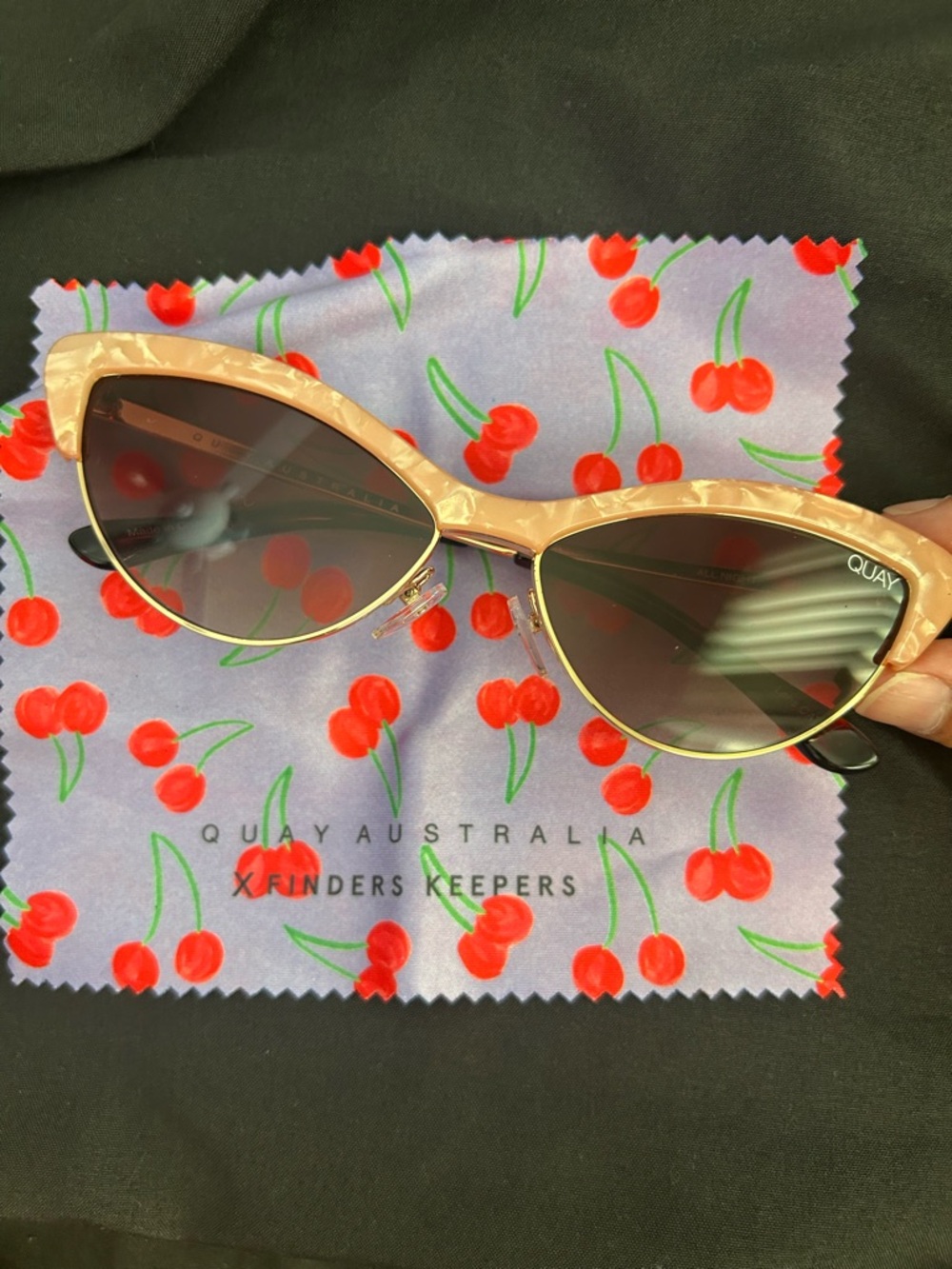Quay Australia Pink Cat-Eye Sunglasses with Gold Accent